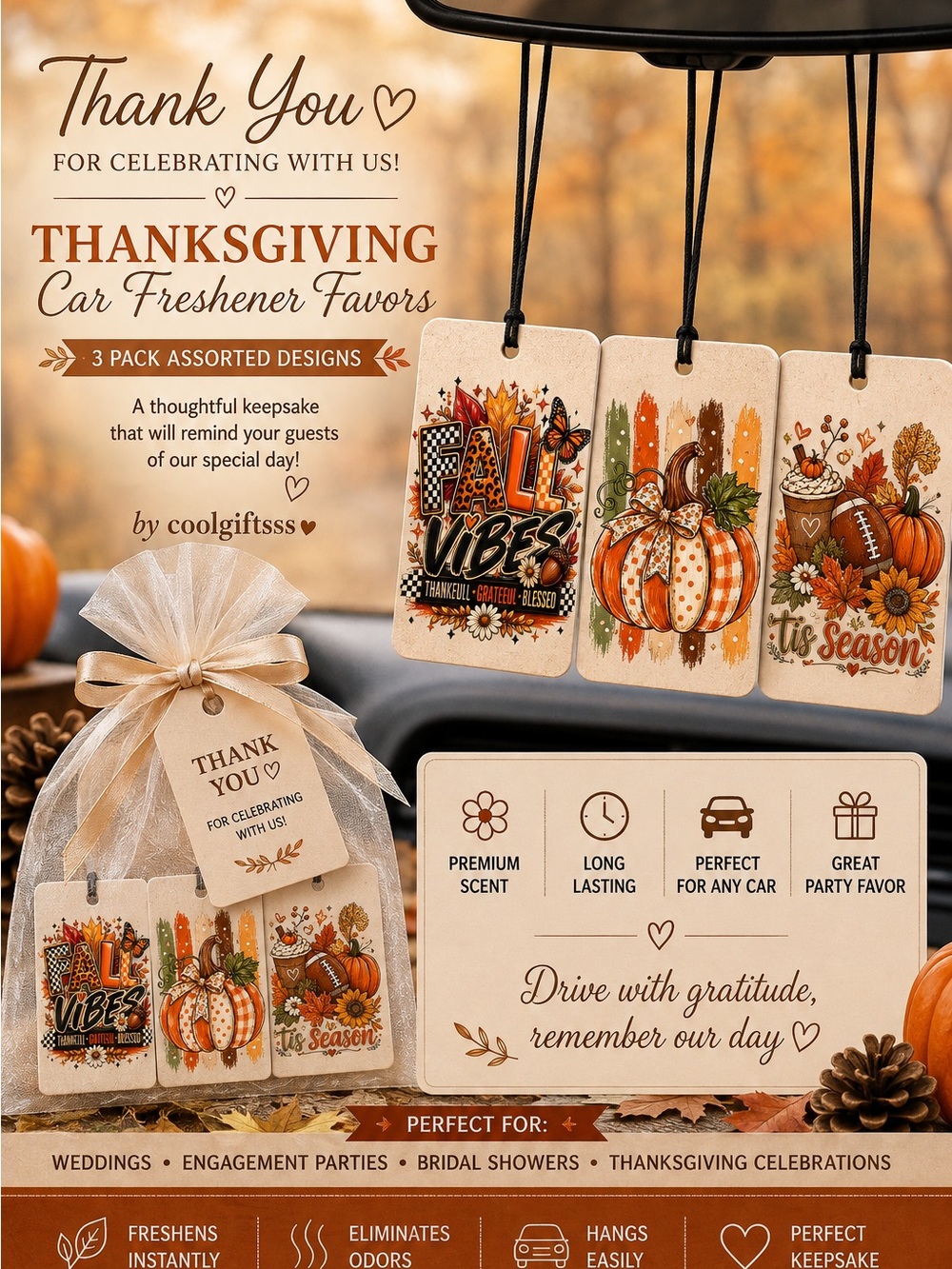 Car freshners pack of 3 personalized select a scent. Great party favors too. New - Picture 5 of 8